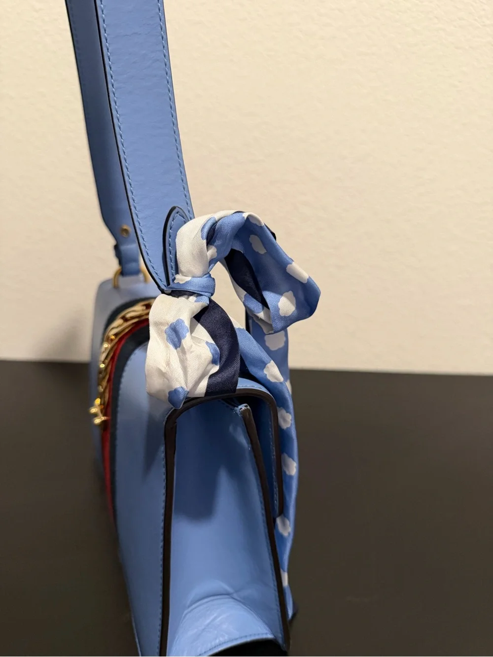 Gucci Sylvie Small Blue Leather Shoulder Bag Authentic + LegitApp COA
